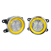 High Power Premium Quality 4 Led DRL Fog Lamp (Yellow) with Chrome Ring Assembly