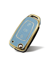 TPU Leather Grain Car Key Case Compitable with Bolt | Nexon | Tigor | Hexa | Tiago Zest |3 Button Remote Key (Blue)