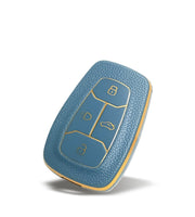 TPU Leather Grain Car Key Case Compitable with Altroz | Harrier | Nexon | Tigor BS6 |4 Button Remote Key (Blue)