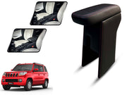 Auto Pearl Premium Car Armrest with Storage Box, High-Density Foam, Nappa Leatherette Black with double Stitching, No Obstruction to Rear Window Buttons, for TUV 300