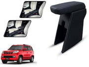 Auto Pearl Premium Car Armrest with Storage Box, High-Density Foam, Nappa Leatherette Black with double Stitching, No Obstruction to Rear Window Buttons, for TUV 300