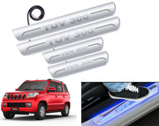 Auto Pearl Car Door Foot Step Led Sill/Scuff Plates With Mirror Finish Compatible with All Models (Set of 4)