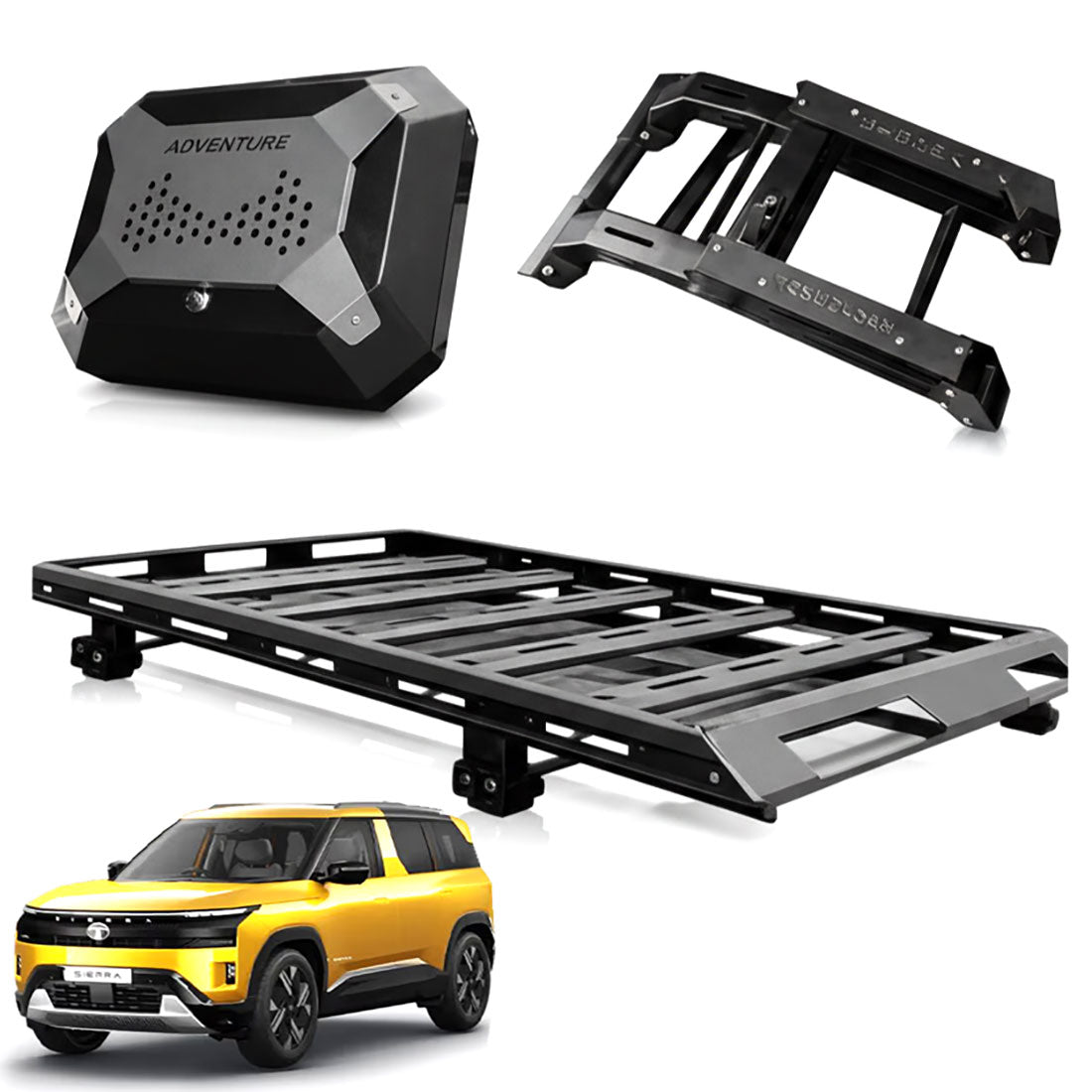 Premium TATA Sierra - Defender Style Dummy Ladder & Side Dummy Box With Mounting Kit