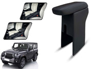 Auto Pearl Premium Car Armrest with Storage Box, High-Density Foam, Nappa Leatherette Black with double Stitching, No Obstruction to Rear Window Buttons, for Thar 2020-2024