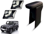 Auto Pearl Premium Car Armrest with Storage Box, High-Density Foam, Nappa Leatherette Black with double Stitching, No Obstruction to Rear Window Buttons, for Thar 2020-2024