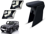 Auto Pearl Premium Car Armrest with Storage Box, High-Density Foam, Nappa Leatherette Black with double Stitching, No Obstruction to Rear Window Buttons, for Thar 2020-2024