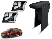 Auto Pearl Premium Car Armrest with Storage Box, High-Density Foam, Nappa Leatherette Black with double Stitching, No Obstruction to Rear Window Buttons, for Tigor-2021-2025