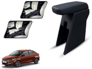 Auto Pearl Premium Car Armrest with Storage Box, High-Density Foam, Nappa Leatherette Black with double Stitching, No Obstruction to Rear Window Buttons, for Tigor-2021-2025
