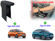 Auto Pearl Premium Car Armrest with Storage Box, High-Density Foam, Nappa Leatherette Black with double Stitching, No Obstruction to Rear Window Buttons, for Tigor-2021-2025