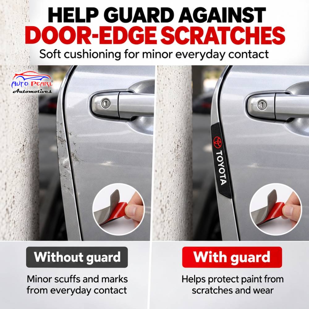 Car Door Edge Guard for TOYOTA Models, Anti Scratch Door Protector, Soft Rubber & Silicone Shock Absorber | Prevents Dents & Paint Damage | Universal Fit Car Door Protection Strip (Black, Set of 4)
