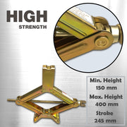 Scissor Jack Steel Portable Tire Jack & 4-Way Wheel Spanner (17x19x21x23 mm) with Handle Mounts Durable Leveling Jacks (1.3 Ton)