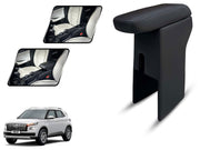 Auto Pearl Premium Car Armrest with Storage Box, High-Density Foam, Nappa Leatherette Black with double Stitching, No Obstruction to Rear Window Buttons, for Venue-2019-2024