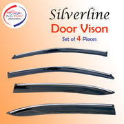 Car Rain Guards Wind Door Visor Side | Silver Wind Visor ABS Plastic Deflector | Perfect As per Window Frame | Compatible with Most Car (Set of 4)