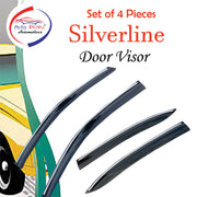 Car Rain Guards Wind Door Visor Side | Silver Wind Visor ABS Plastic Deflector | Perfect As per Window Frame | Compatible with Most Car (Set of 4)