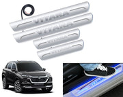 Auto Pearl Car Door Foot Step Led Sill/Scuff Plates With Mirror Finish Compatible with All Models (Set of 4)