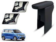 Auto Pearl Premium Car Armrest with Storage Box, High-Density Foam, Nappa Leatherette Black with double Stitching, No Obstruction to Rear Window Buttons, for WagonR (2019-2020)