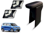 Auto Pearl Premium Car Armrest with Storage Box, High-Density Foam, Nappa Leatherette Black with double Stitching, No Obstruction to Rear Window Buttons, for WagonR (2019-2020)