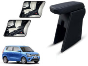 Auto Pearl Premium Car Armrest with Storage Box, High-Density Foam, Nappa Leatherette Black with double Stitching, No Obstruction to Rear Window Buttons, for WagonR (2019-2020)