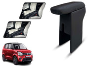 Auto Pearl Premium Car Armrest with Storage Box, High-Density Foam, Nappa Leatherette Black with double Stitching, No Obstruction to Rear Window Buttons, for WagonR (2021-2024)
