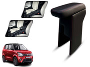 Auto Pearl Premium Car Armrest with Storage Box, High-Density Foam, Nappa Leatherette Black with double Stitching, No Obstruction to Rear Window Buttons, for WagonR (2021-2024)