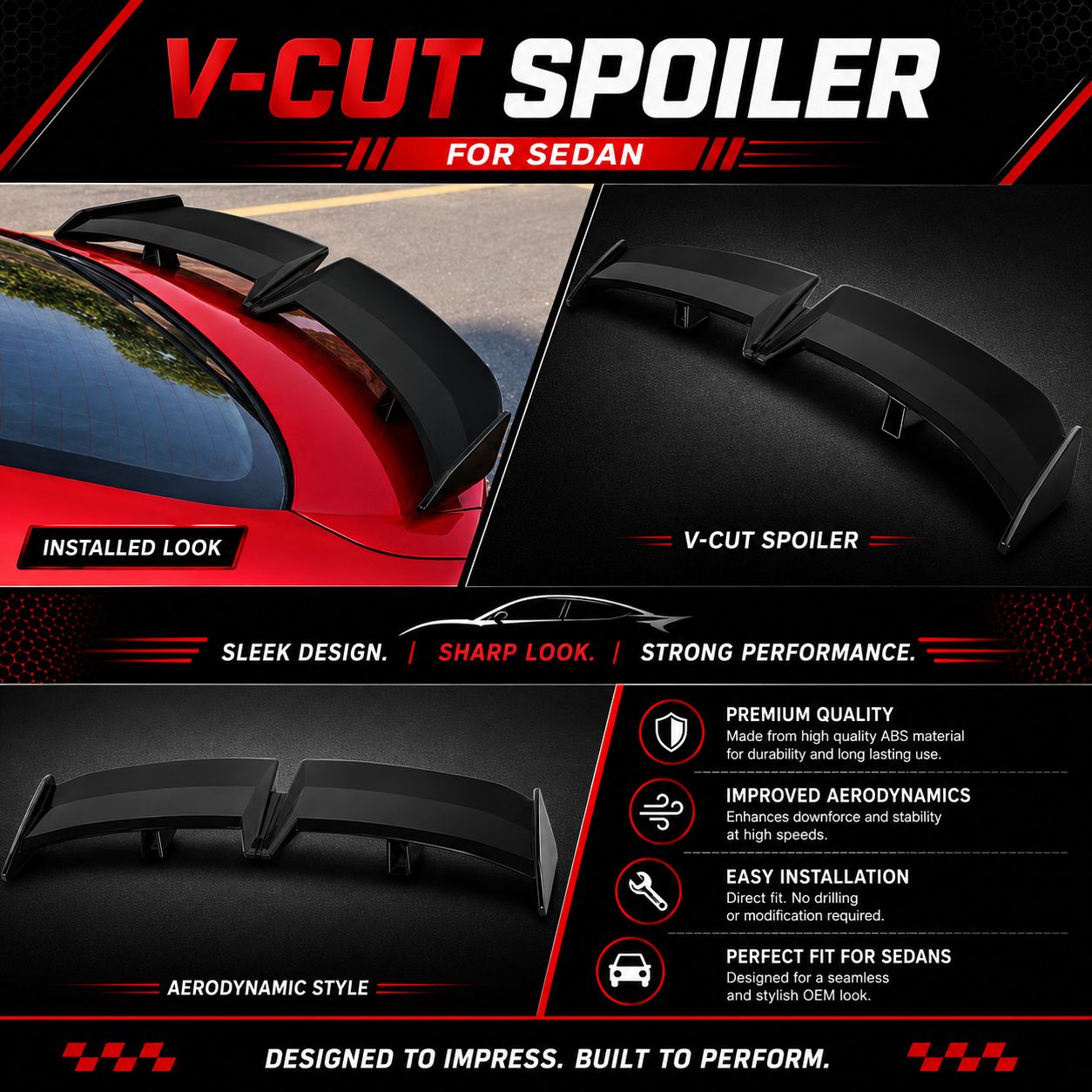 Auto Pearl F1 Spoiler for Maruti Suzuki Swift 2024 | Clamp Fitting | No Drill