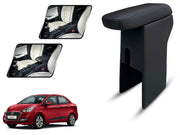 Auto Pearl Premium Car Armrest with Storage Box, High-Density Foam, Nappa Leatherette Black with double Stitching, No Obstruction to Rear Window Buttons, for Xcent 2018