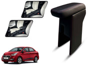 Auto Pearl Premium Car Armrest with Storage Box, High-Density Foam, Nappa Leatherette Black with double Stitching, No Obstruction to Rear Window Buttons, for Xcent 2018