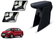 Auto Pearl Premium Car Armrest with Storage Box, High-Density Foam, Nappa Leatherette Black with double Stitching, No Obstruction to Rear Window Buttons, for Xcent 2018