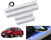 Auto Pearl Car Door Foot Step Led Sill/Scuff Plates With Mirror Finish Compatible with All Models (Set of 4)