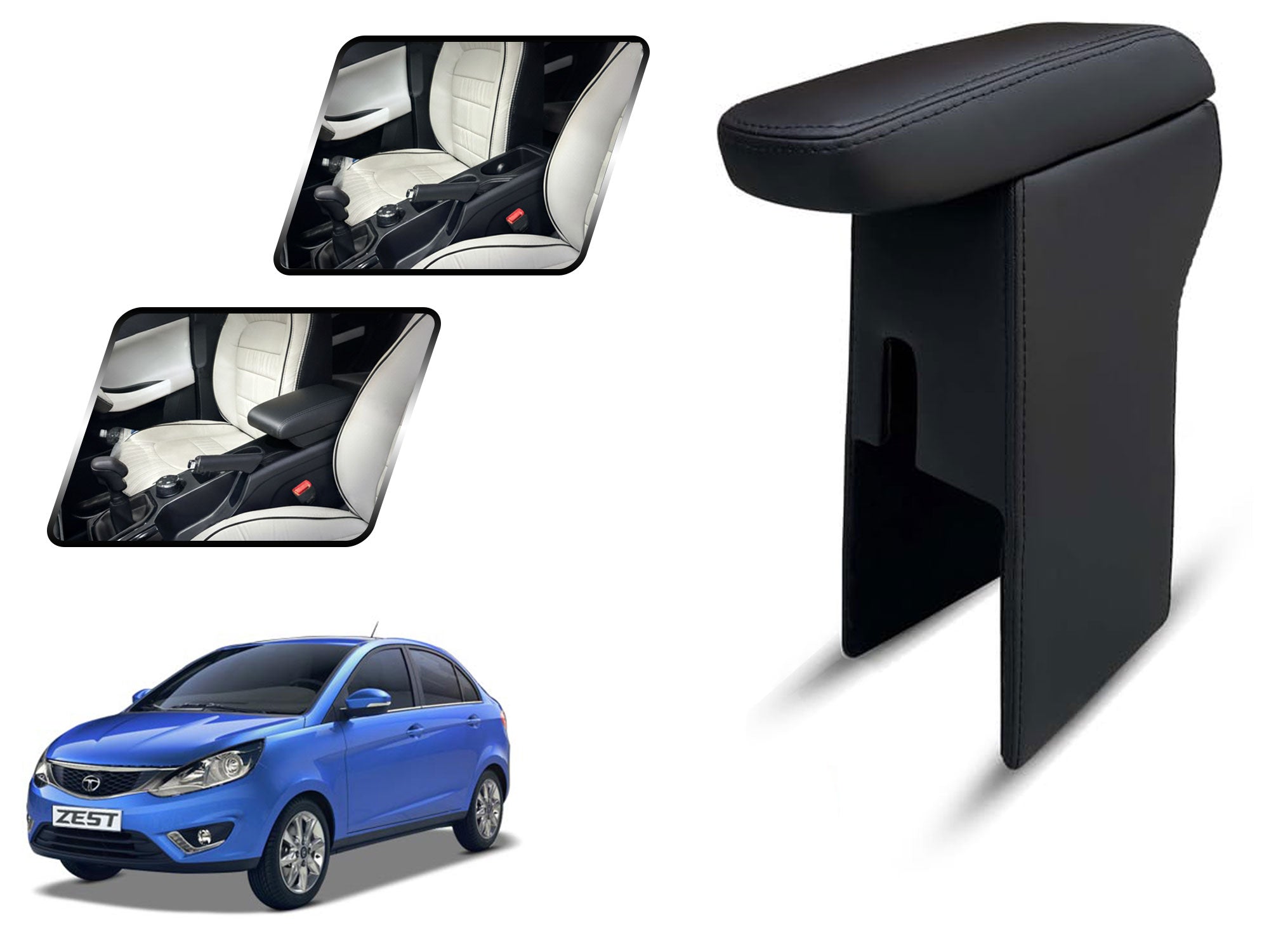 Auto Pearl Premium Car Armrest with Storage Box, High-Density Foam, Nappa Leatherette, No Obstruction to Rear Window Buttons, for Zest