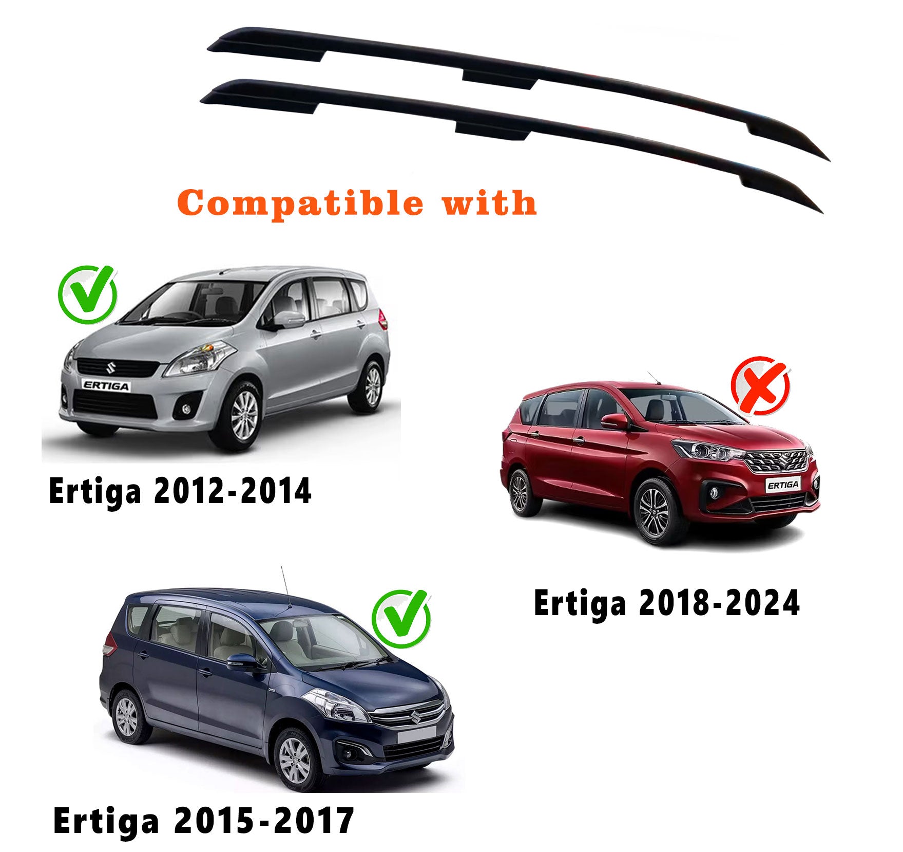 O.E. Type Roof Rail for Maruti Suzuki Ertiga 2012-2017 (Set of 2) | Black