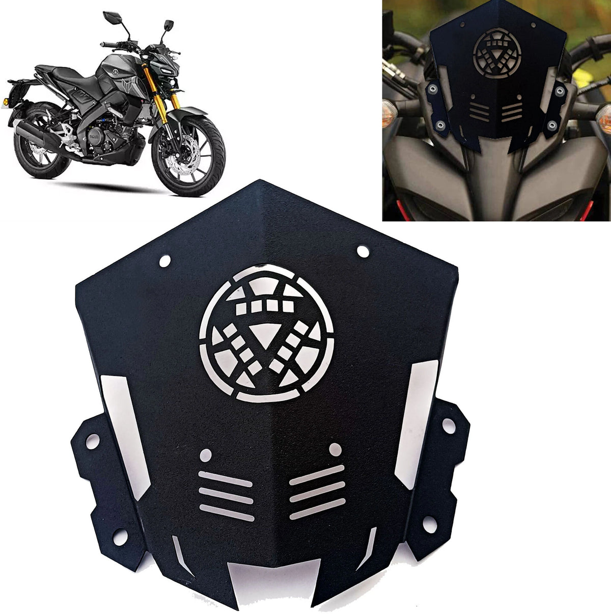 AUTO PEARL Heavy Metal Visor for Yamaha MT15 Black Bike Crash Guard Bike Windshield