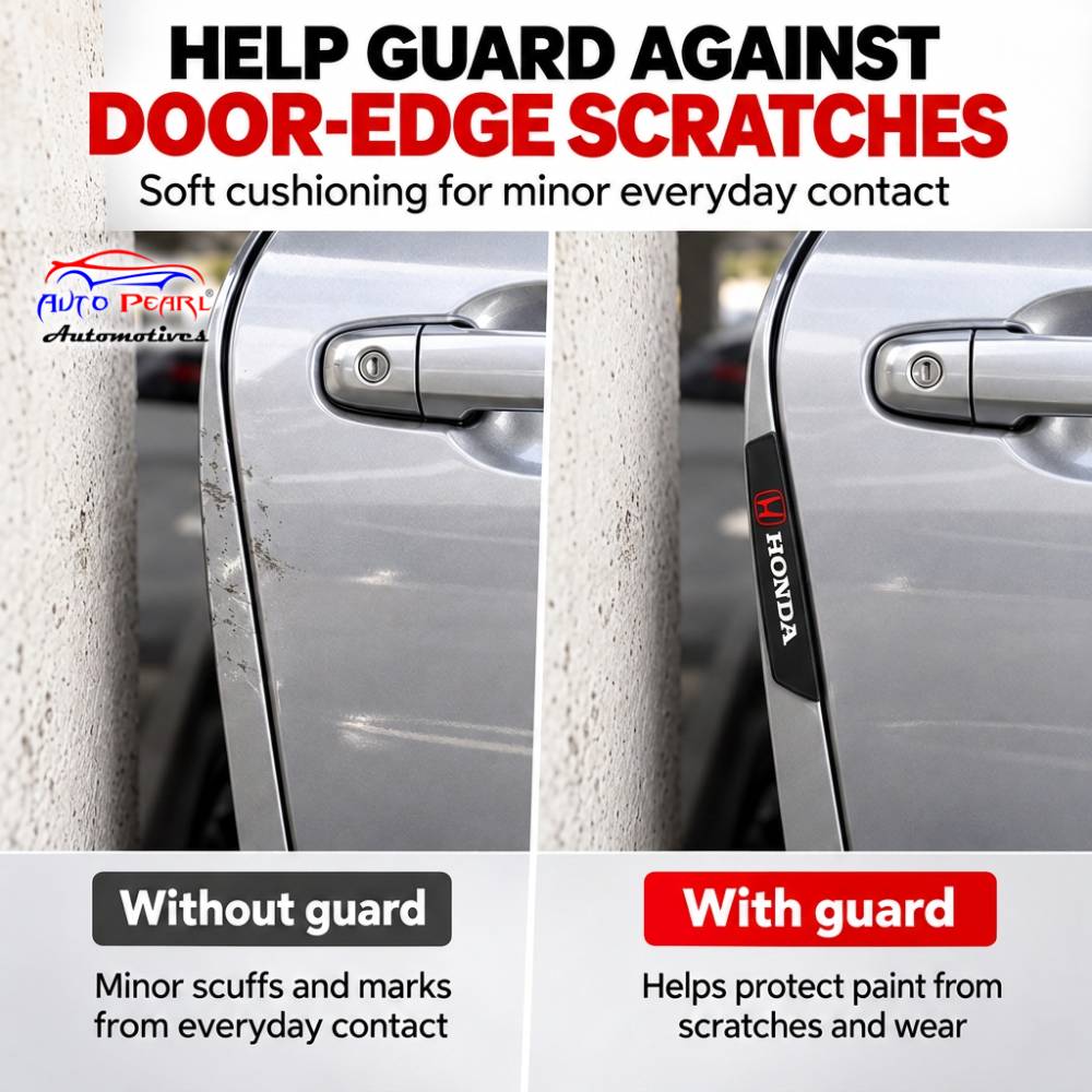 Car Door Edge Guard for HONDA Models, Anti Scratch Door Protector, Soft Rubber & Silicone Shock Absorber | Prevents Dents & Paint Damage | Universal Fit Car Door Protection Strip (Black, Set of 4)