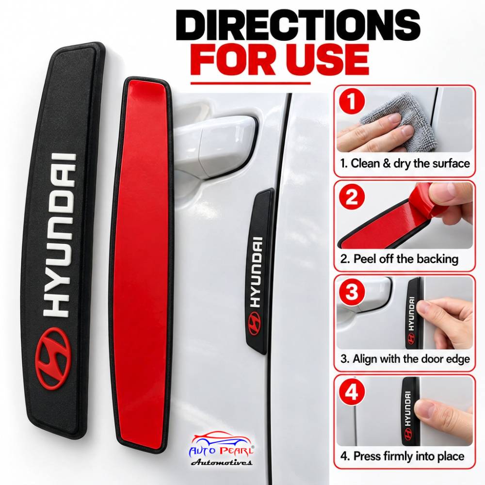 Car Door Edge Guard for Hyundai Models, Anti Scratch Door Protector, Soft Rubber & Silicone Shock Absorber | Prevents Dents & Paint Damage | Universal Fit Car Door Protection Strip (Black, Set of 4)