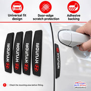 Car Door Edge Guard for Hyundai Models, Anti Scratch Door Protector, Soft Rubber & Silicone Shock Absorber | Prevents Dents & Paint Damage | Universal Fit Car Door Protection Strip (Black, Set of 4)