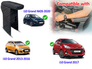 Auto Pearl Premium Car Armrest with Storage Box, High-Density Foam, Nappa Leatherette Black with double Stitching, No Obstruction to Rear Window Buttons, for i10 Grand Nios 2020 Model
