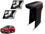 Auto Pearl Premium Car Armrest with Storage Box, High-Density Foam, Nappa Leatherette Black with double Stitching, No Obstruction to Rear Window Buttons, for i20 Elite (2014-2017)