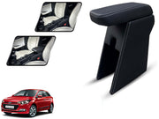 Auto Pearl Premium Car Armrest with Storage Box, High-Density Foam, Nappa Leatherette Black with double Stitching, No Obstruction to Rear Window Buttons, for i20 Elite (2014-2017)
