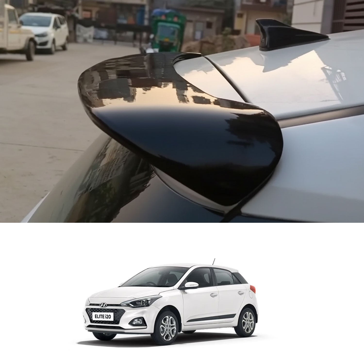 Auto Pearl Car Craft Roof Sedan Wing Rear Spoiler Compatible with i20 Elite (2014-2018) |Car Spoiler without Brake Light | Color - Black