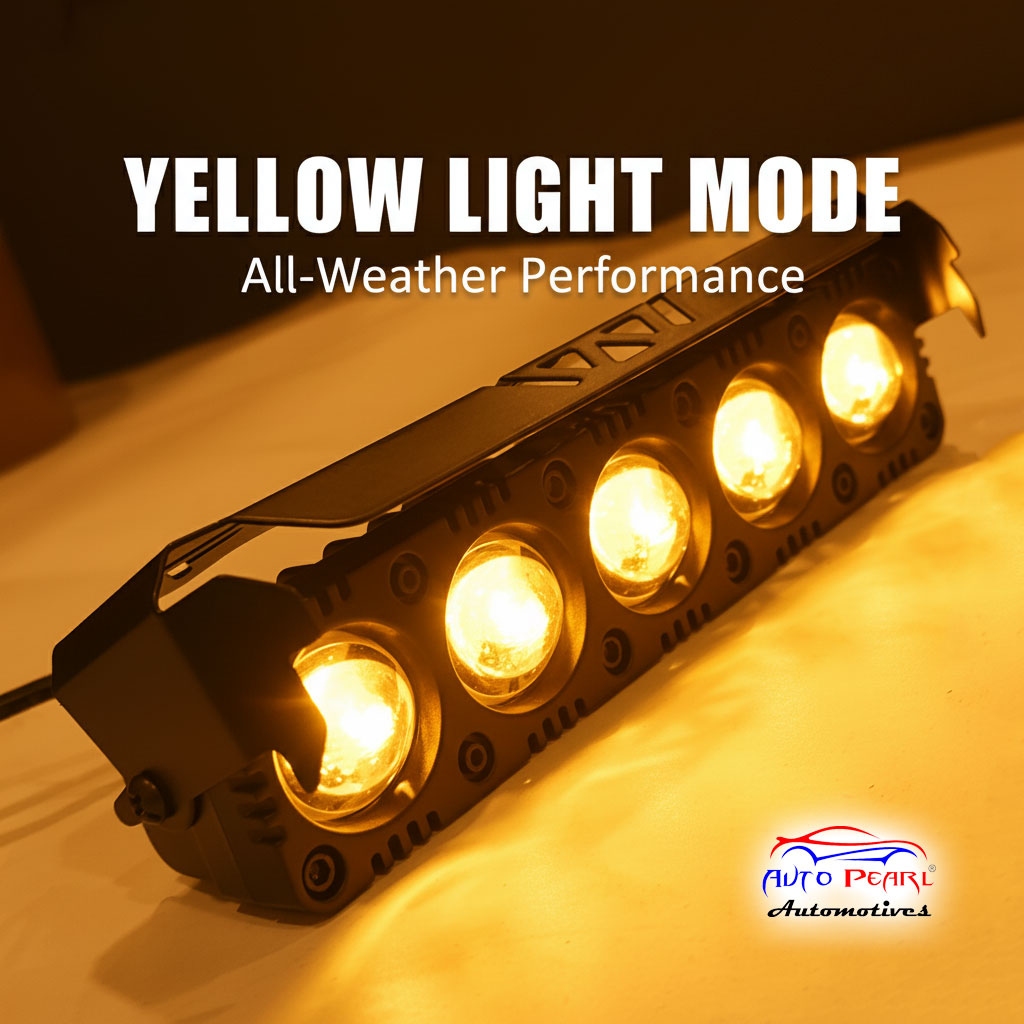 Auto Pearl Car 5-Projector Lens Driving Lights Yellow / White LED Spot light 30W, 12-80V Dual Color Mode Auxiliary Lights for All Cars (Pack of 2)