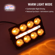 Auto Pearl Car 8-Lens DRL Driving Lights Flasher Yellow, White with Red-Blue Led light, 40W, 12-80V Auxiliary Lights for All Car (Pack of 2)