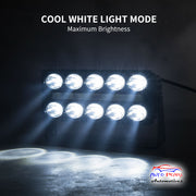 Auto Pearl Car 10-Lens DRL Driving Lights Flasher Yellow, White with Red-Blue Led light, 48W, 12-80V Auxiliary Lights for All Car (Pack of 2)