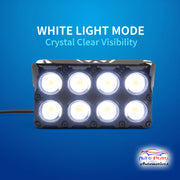 Auto Pearl Car 8-Lens Driving Lights Flasher Yellow, White with Red-Blue Led light, 40W, 12-80V Auxiliary Lights for All Car (Pack of 2)