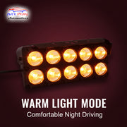 Auto Pearl Car 10-Lens Driving Lights Flasher Yellow, White with Red-Blue Led light, 48W, 12-80V Auxiliary Lights for All Car (Pack of 2)