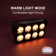 Auto Pearl Car 8-Lens Driving Lights Flasher Yellow, White with Red-Blue Led light, 40W, 12-80V Auxiliary Lights for All Car (Pack of 2)