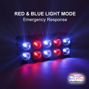 Auto Pearl Car 10-Lens Driving Lights Flasher Yellow, White with Red-Blue Led light, 48W, 12-80V Auxiliary Lights for All Car (Pack of 2)