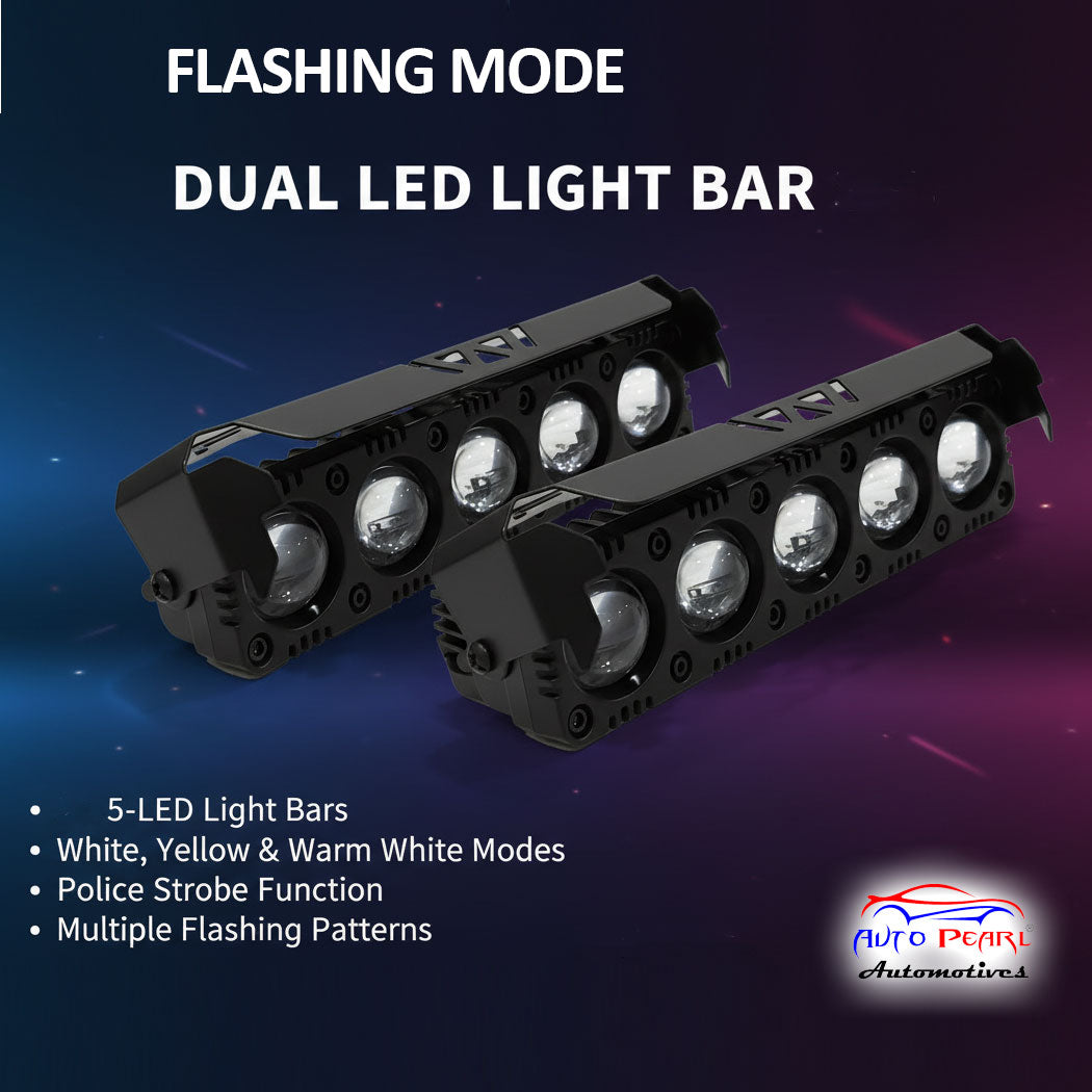 Auto Pearl Car 5-Projector Lens Driving Lights Yellow / White LED Spot light 30W, 12-80V Dual Color Mode Auxiliary Lights for All Cars (Pack of 2)