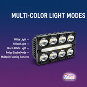 Auto Pearl Car 8-Lens DRL Driving Lights Flasher Yellow, White with Red-Blue Led light, 40W, 12-80V Auxiliary Lights for All Car (Pack of 2)