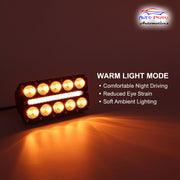 Auto Pearl Car 10-Lens DRL Driving Lights Flasher Yellow, White with Red-Blue Led light, 48W, 12-80V Auxiliary Lights for All Car (Pack of 2)