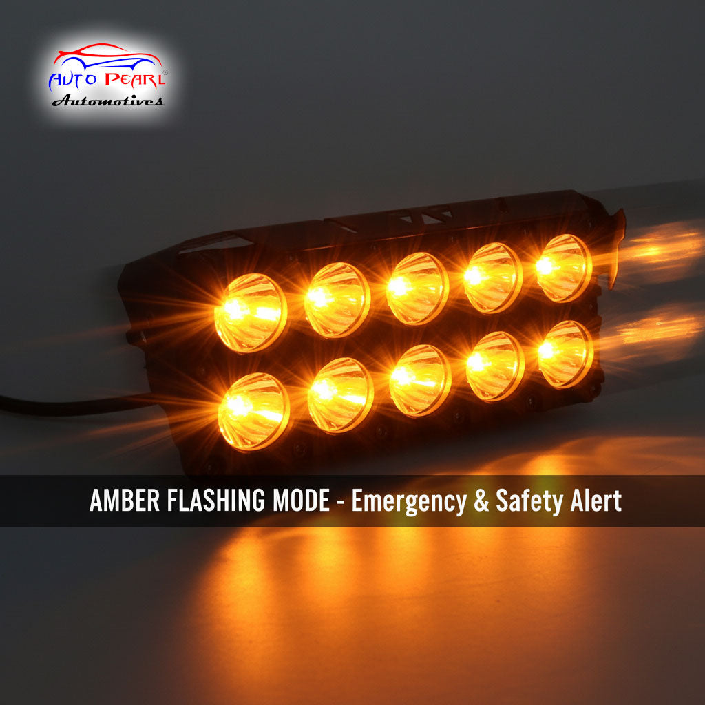 Auto Pearl Car 10-Lens Driving Lights Flasher Yellow, White with Red-Blue Led light, 48W, 12-80V Auxiliary Lights for All Car (Pack of 2)